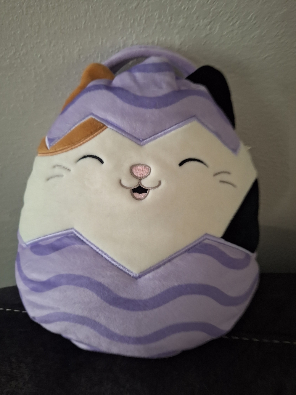 Squishmallows Lavender and Cream Cat Plush Bag with Multicolor Logo
